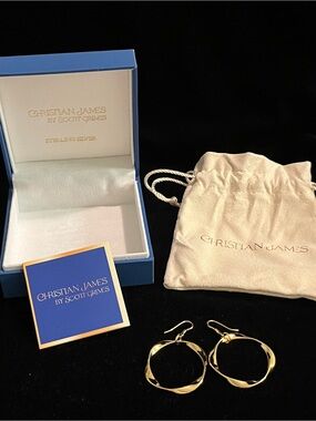 Christian James by Scott Grimes 14K Clad Ripple 1-1/2" Circle Drop Earrings NEW